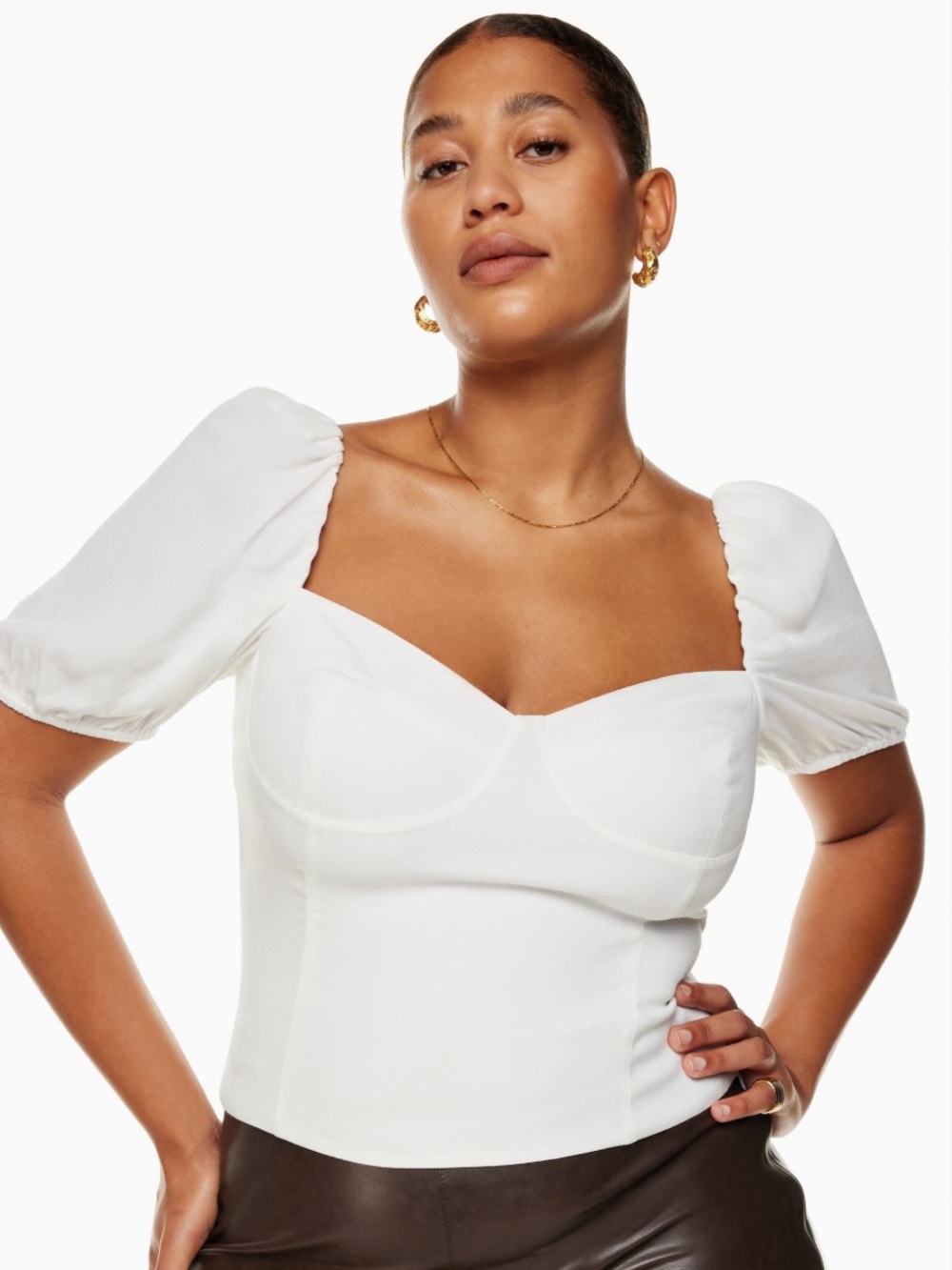 Wilfred Off-White Sweetheart Puff-Sleeve Top